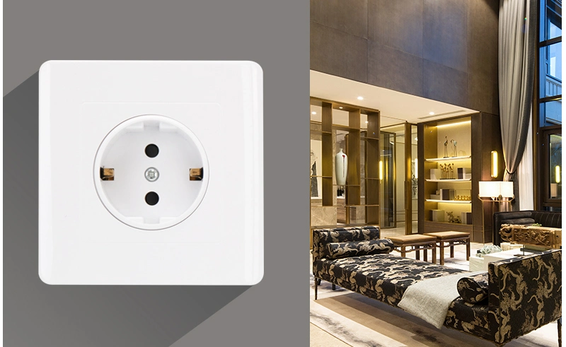 Schuko White Wall Electrical Outlet with European Plug Points