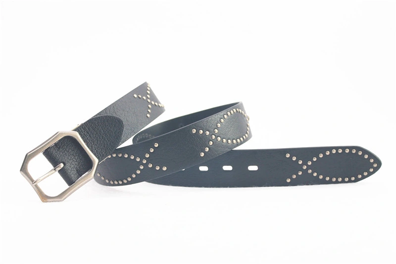 Rivet Fish Design Pin Buckle Genuine Leather Men Belt