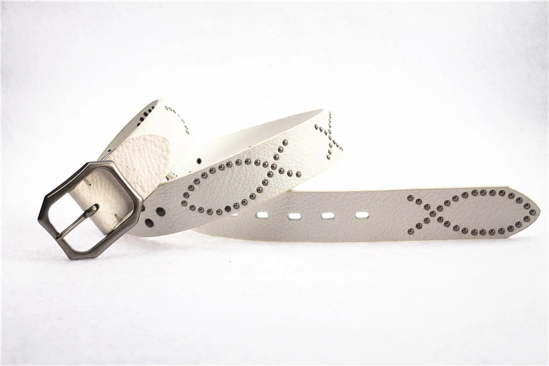 Rivet Fish Design Pin Buckle Genuine Leather Men Belt