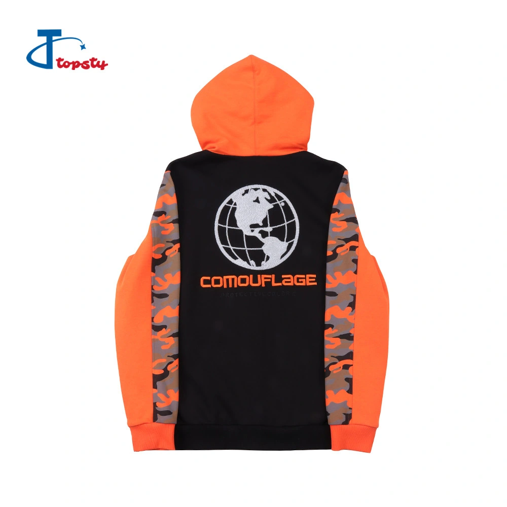 Customized Buttons Camoflauge Hoodies, Men Fleece Printed Hoodies with Buttons