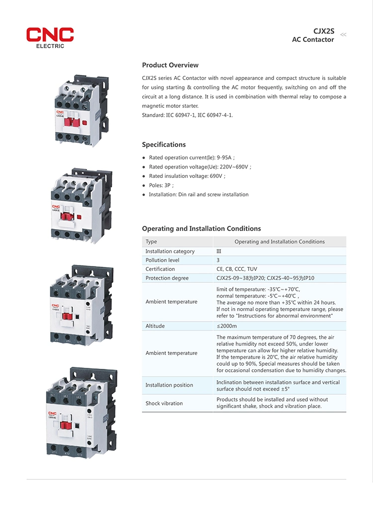 CNC AC Contactor 660V Electrical Contactor Ycgmc 95A Magnetic Contactor AC Contactor (YCGMC)