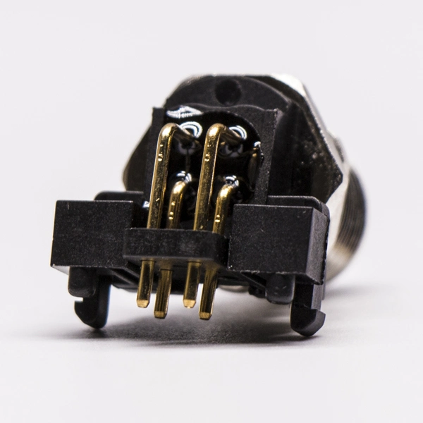 Gold-Plated Contacts Right Angle 4 Pin PCB Mount Male M12 a Connector