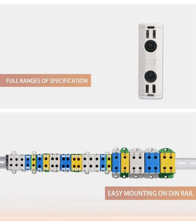 DIN Rail Electrical Panel Enclosure 1 Pole 16mm2 Copper Aluminum Bimetal Terminal