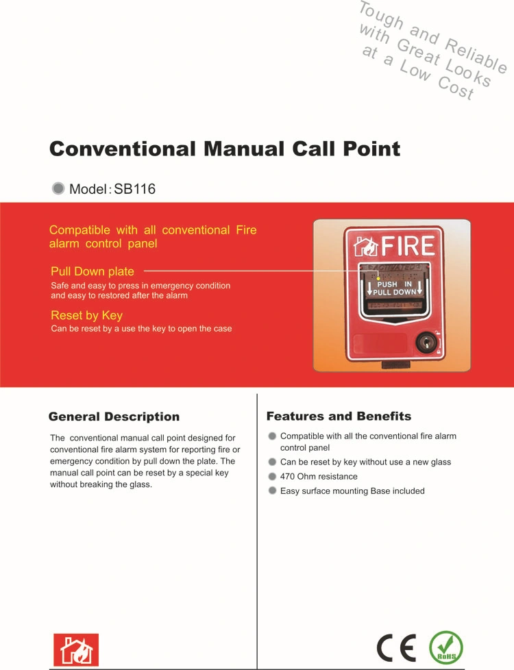 Fire Suppression System Resettable Conventional Call Point Push Button