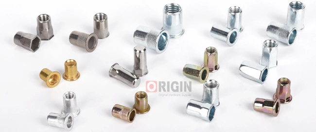 Reduced Countersunk Head Semi Hex Body Open End Threaded Inserts/ Rivet Nuts