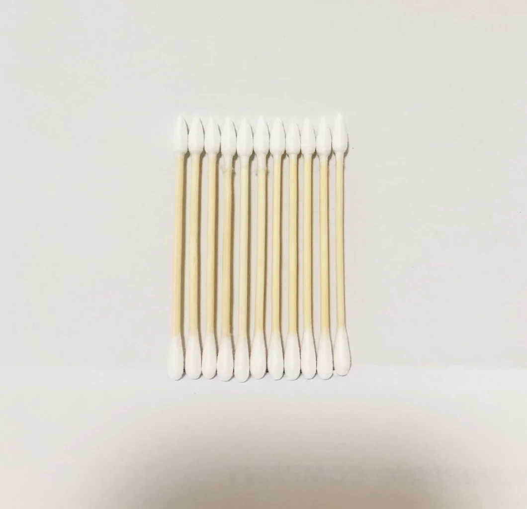Eco Friendly Double - Headed Bamboo Stick Round and Tip Ends Cotton Bud Swabs Cleaning Swab Stick