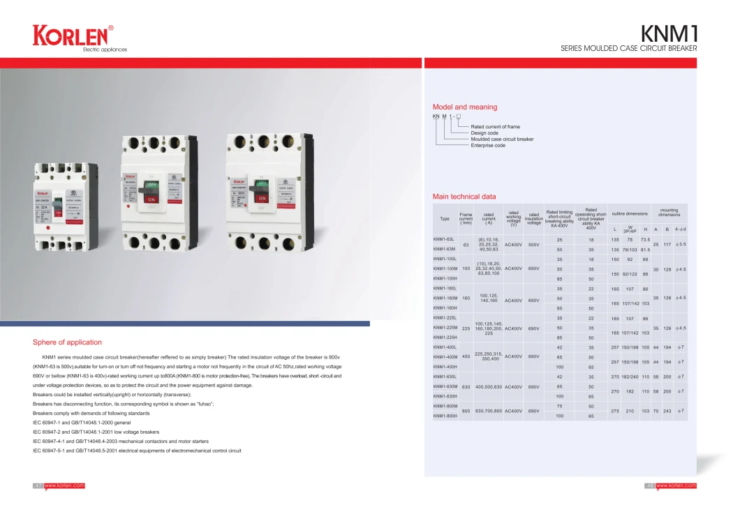 High Quality Moulded Case Circuit Breaker Silver Contact Good Copper