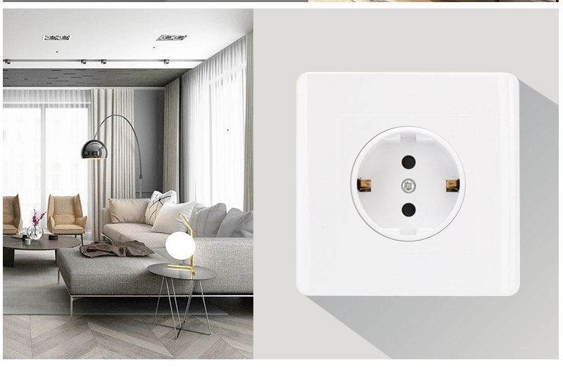 Schuko White Wall Electrical Socket with European Plug Points