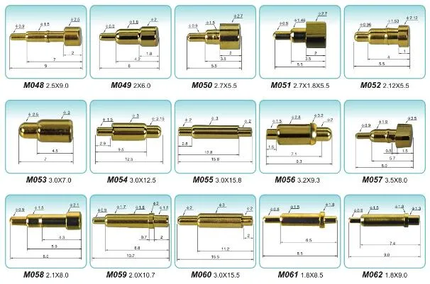 High Quality Custom Manufacturer Gold Plated Brass Spring Loaded Electric Contact Pin Pogo Pin