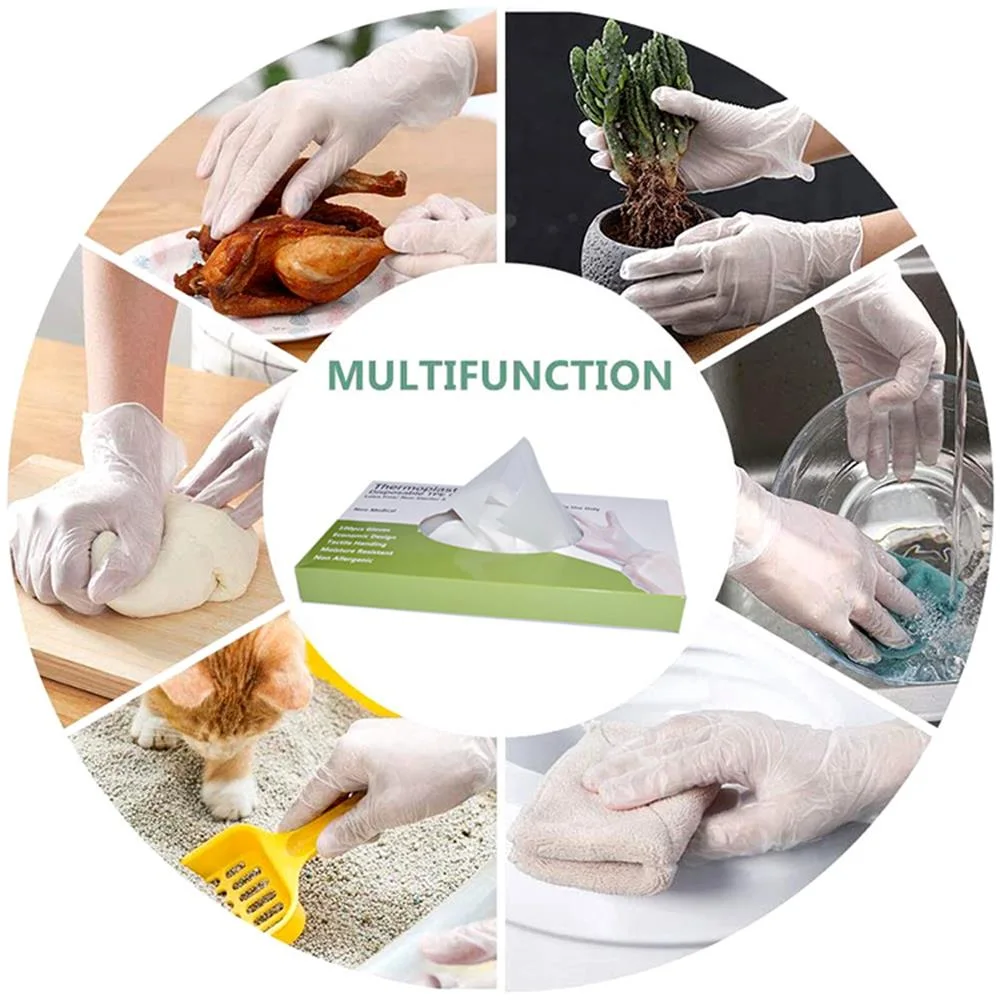 Food Contact Safety Protection Powder Free Disposable Vinyl PVC Gloves Clear Blue Black Cheap Gloves