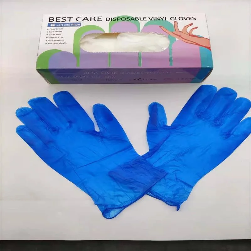 Food Contact Safety Protection Powder Free Disposable Vinyl PVC Gloves Clear Blue Black Cheap Gloves