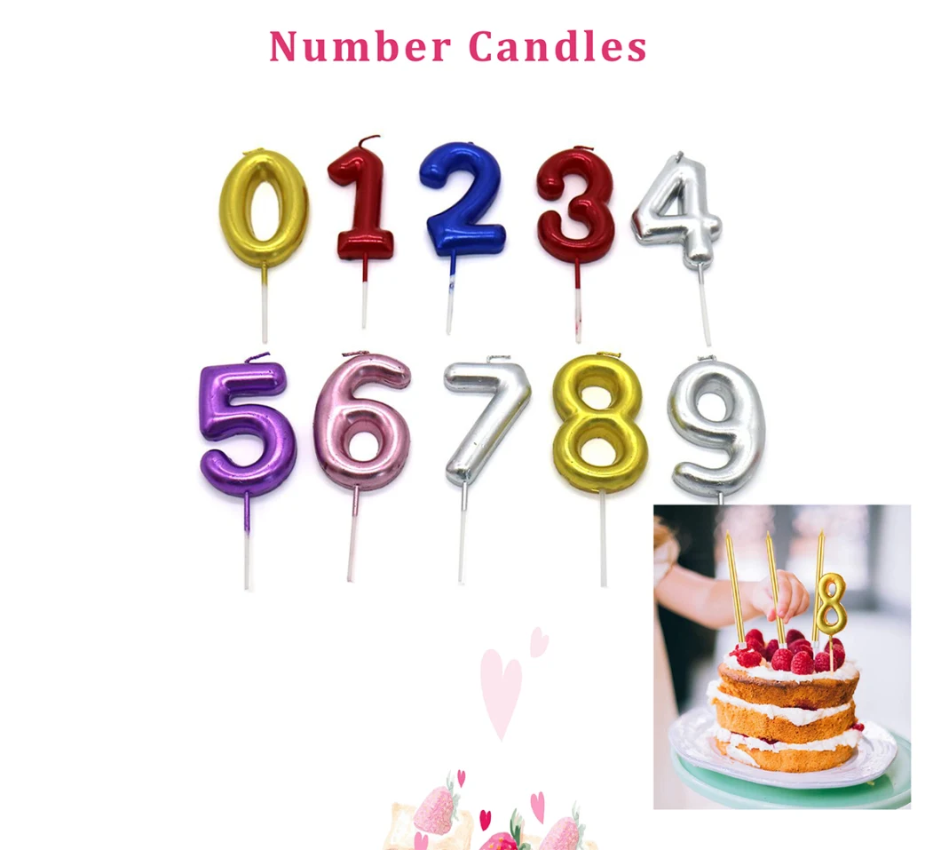 Number 0-9 Cake Topper Birthday Number Candles for Party