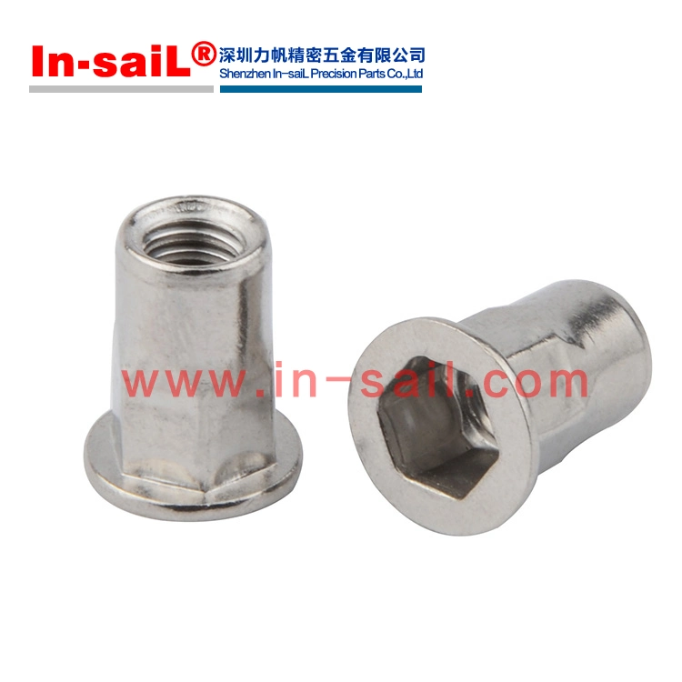 Blind Rivet Nuts - Stainless Steel Flat Head Semi-Hexagonal Open