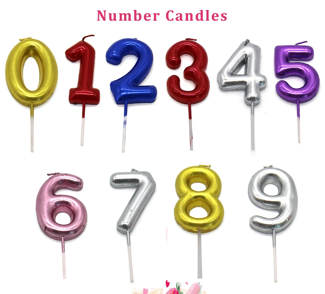 Number 0-9 Cake Topper Birthday Number Candles for Party