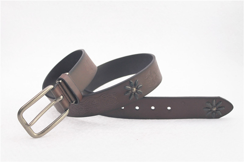 Rivet Design Genuine Leather Pin Buckle Men Belt