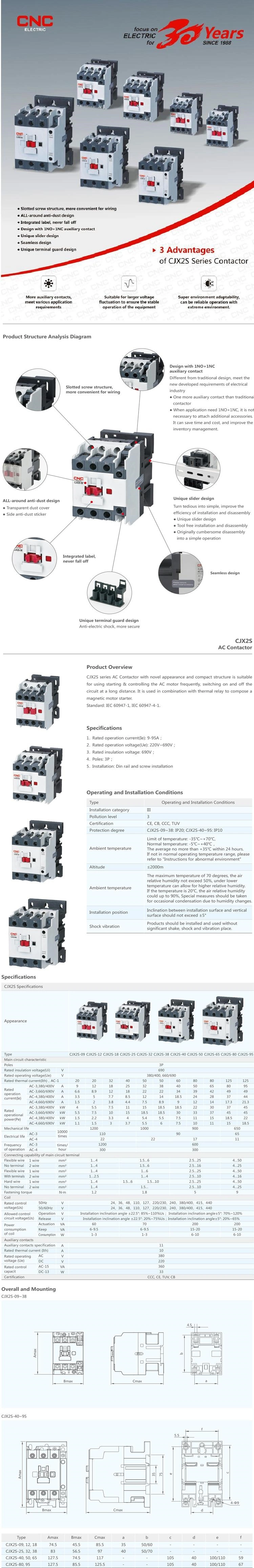 Newest Design 3phase 660V AC Contactor 3phase 440V AC Contactor 3p/4p 380V AC Contactor