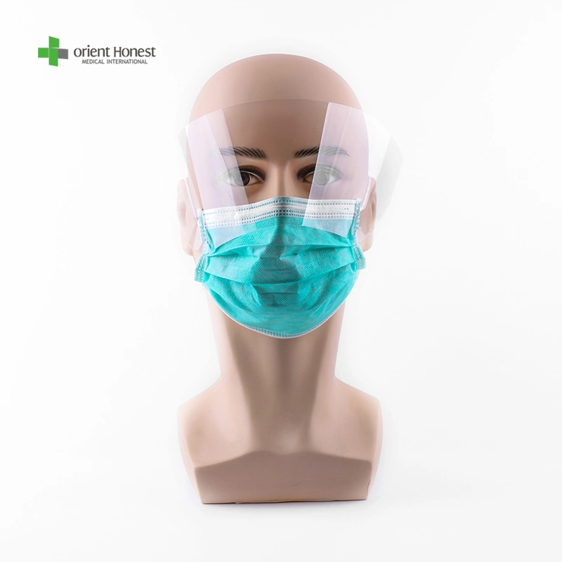 Disposable Non Woven Eye Shield Face Masks 3ply Earloop Medical Non Woven Mask with Face Shield