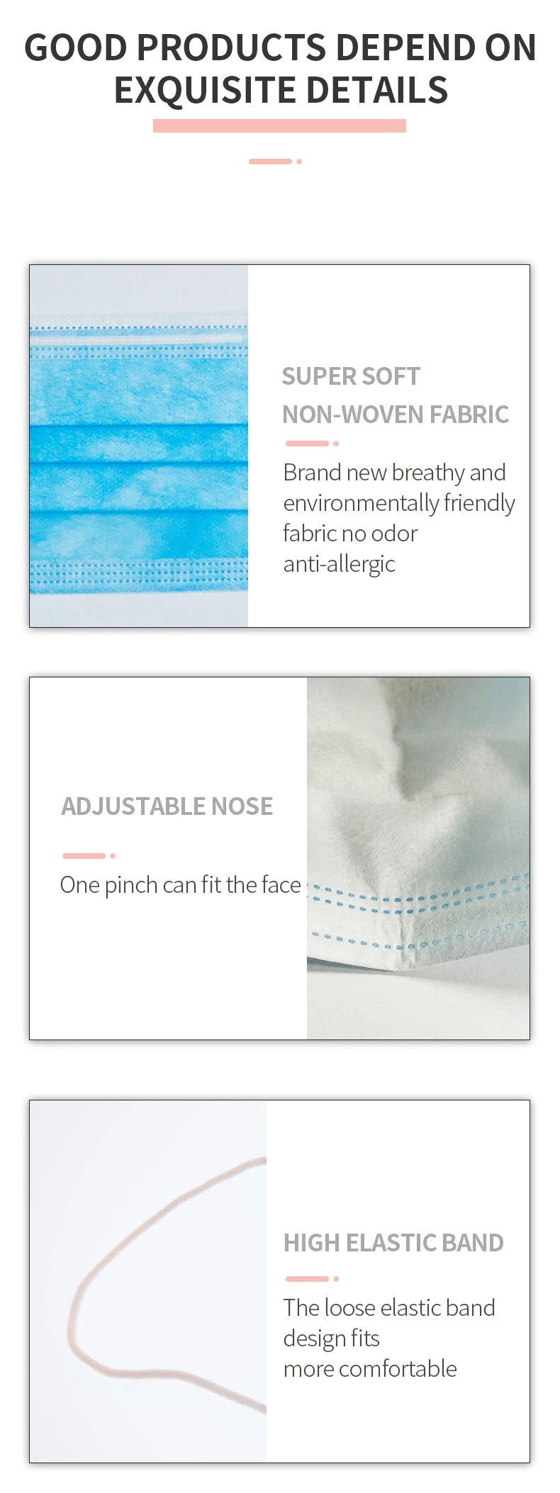 Medical Equipment, 3ply Face Mask FFP2 Mask Protective Face Mask Sugical Mask Non Woven Mask Disposable Mask