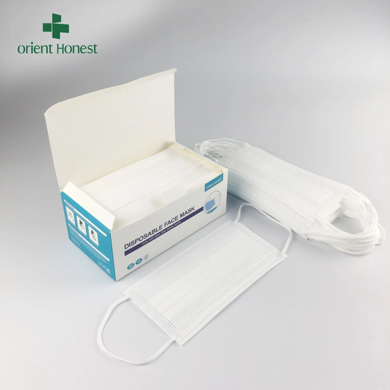 White Disposable Surgical Mask, 3ply Face Mask, Disposable 3ply Ear-Loop Surgical Face Mask, Bfe99 Mask, Protective Face Mask, Made in China Wholesale Face Mask