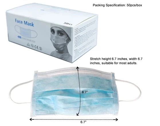 Factory Directly Selling 3 Ply Ear Loop Face Mask Disposable Medical Face Mask