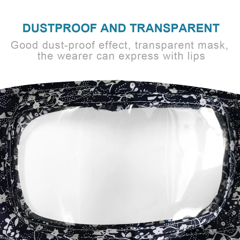 Factory Custom Clear Window, Lip-Reading-Enabled Face Mask, Special Needs Face Masks with Clear View Window at Mouth, Face Mask with Clear Vinyl Mouth Cover
