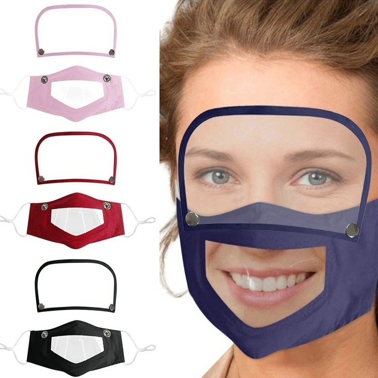 Face Maskes Reusable Lip Reading Face Mask Transparent Clear Window Visible Mouth Mask Facemask with Eye Shield