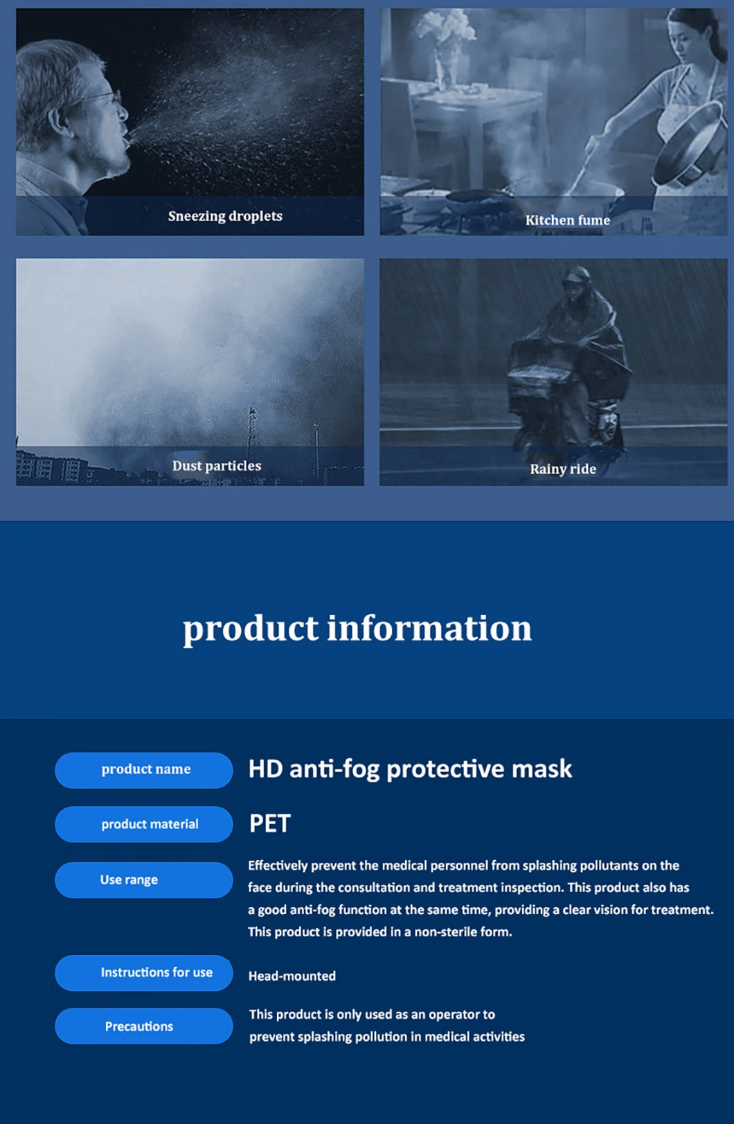 Anti-Fog Face Shield Mask Transparent Face Shield Mask Protection