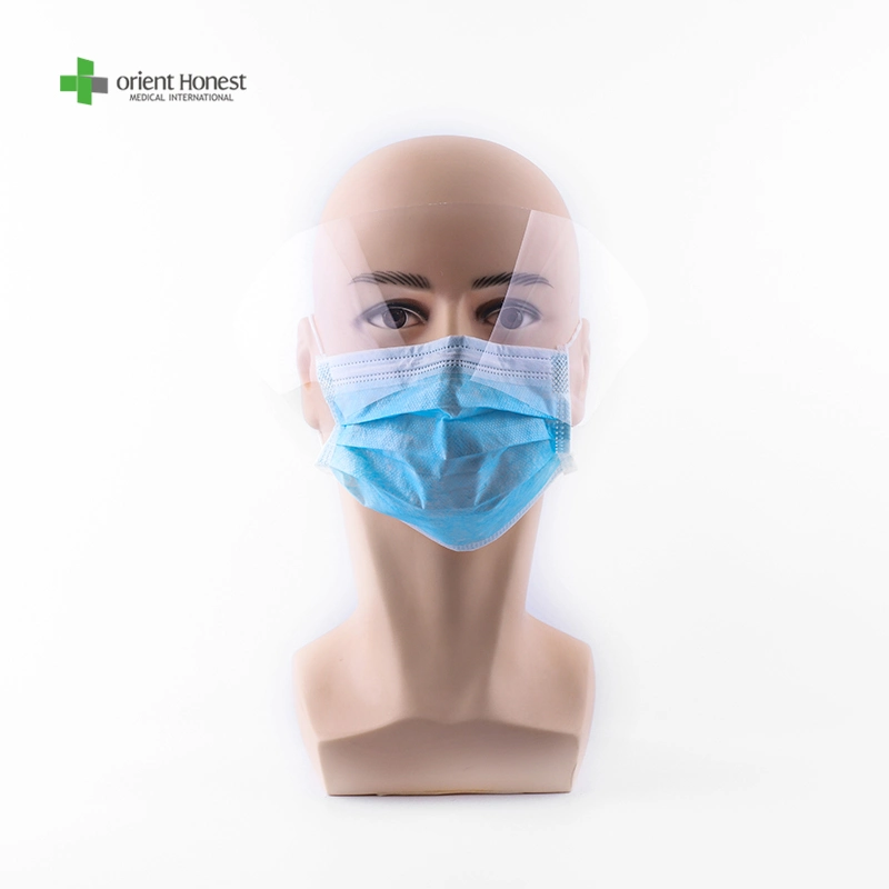 Disposable Non Woven Eye Shield Face Masks 3ply Earloop Medical Non Woven Mask with Face Shield