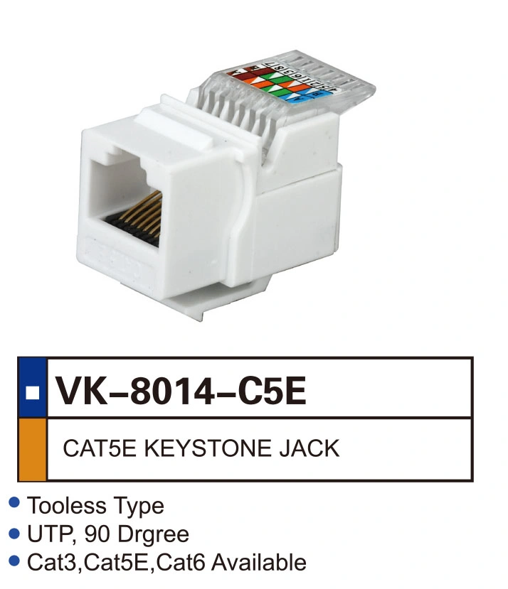 Tooless Type UTP 90 Degree RJ45 Keystone Jack Module Cat5e