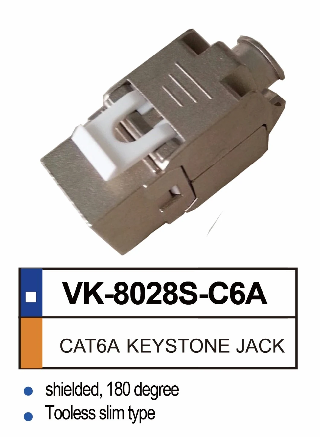CAT6 Shielded 180 Degree RJ45 Keystone Jack Slim Profile