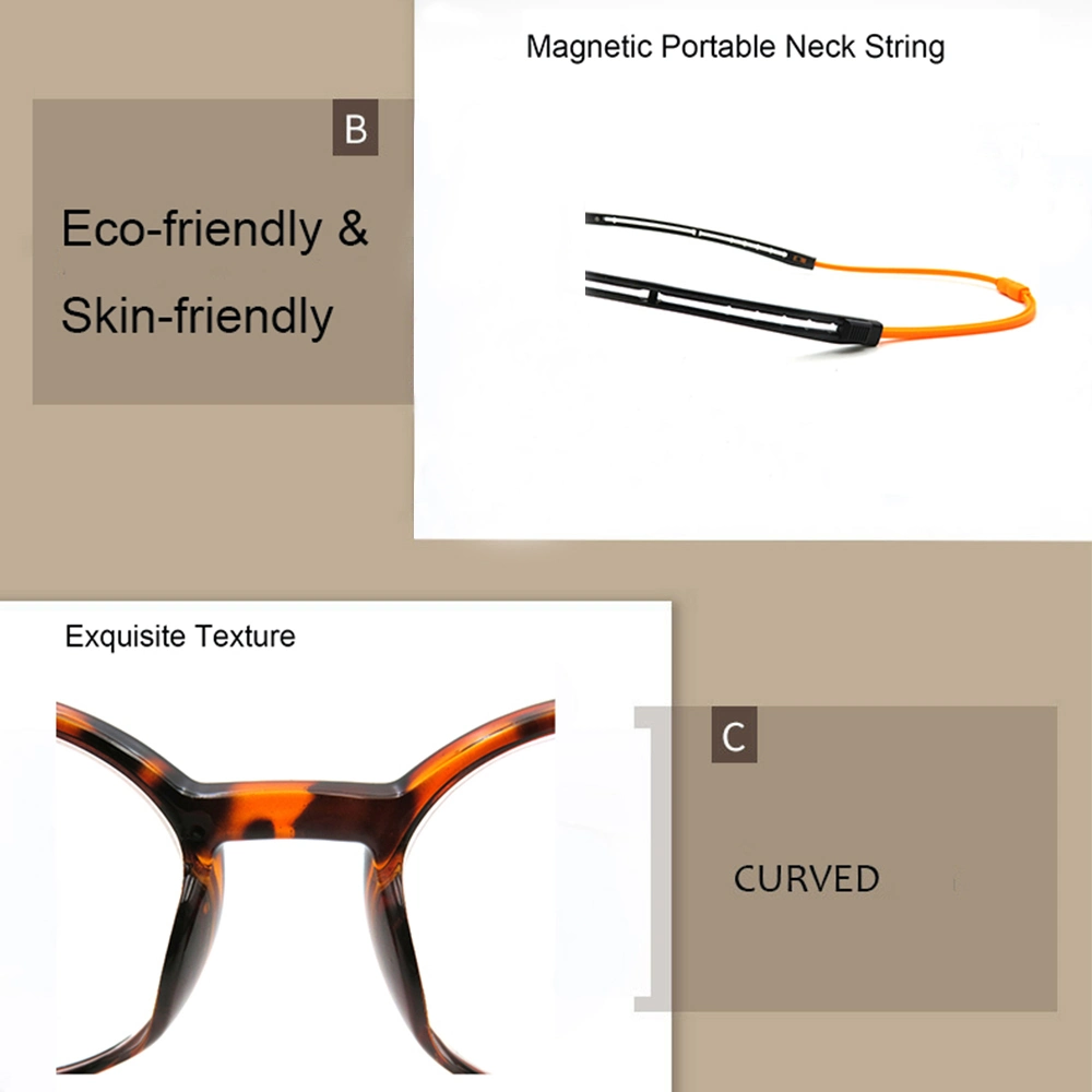 2020 Hanging Neck Magnetic Tr90 Reading Glasses New Design Adjustable Temples Super Flexible Magnetism Presbyopic Glasses