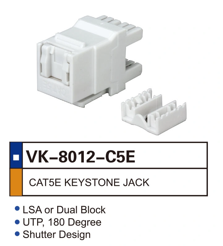 Lsa or Dual Block UTP 180 Degree Krone RJ45 Network Keystone Jack with Shutter Design