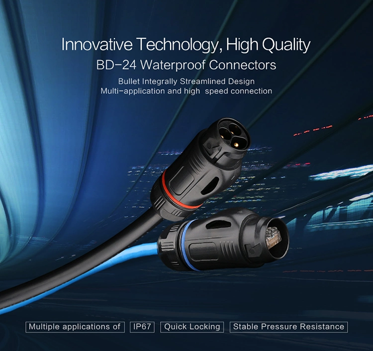 Power Supply IP67 Multi-Port RJ45 Connector Outdoor/RJ45 Bulkhead Connectors