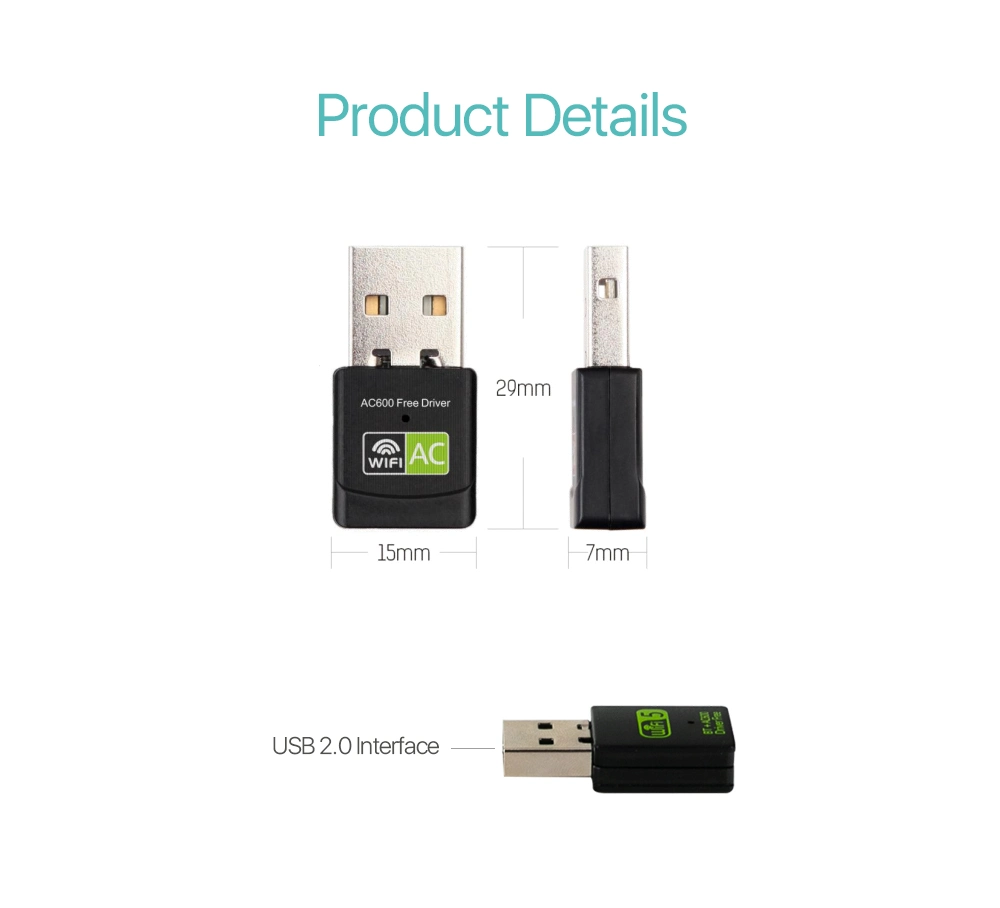 Lyngou LG515 600m Dual Band 2.4G 5.8g and WiFi Adapter Wireless USB Network Adapter