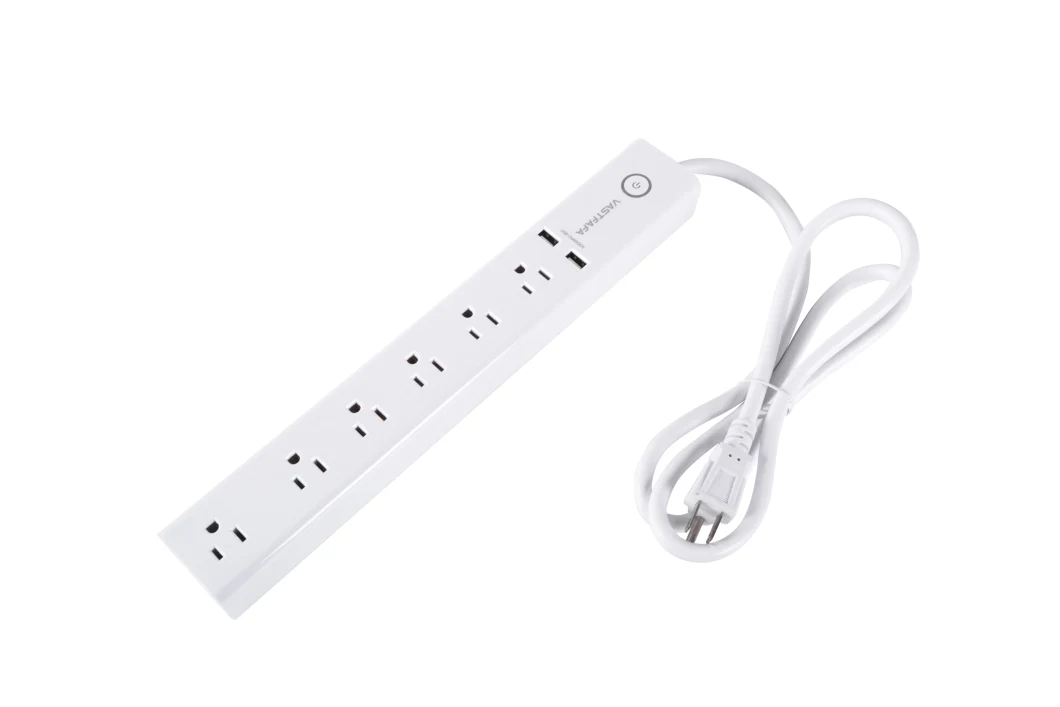 6-Outlet Mini Surge Protector Plug Power Socket with Dual USB Ports & Switch Socket