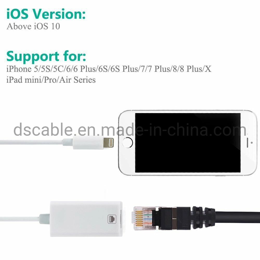 Lightning to RJ45 Ethernet LAN Wired Network Adapter for iPhone iPad