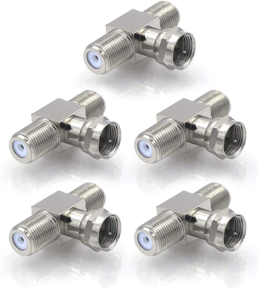 F Type Splitter 3 Way Connector F Male to Dual F Female Coaxial Connector Adapter