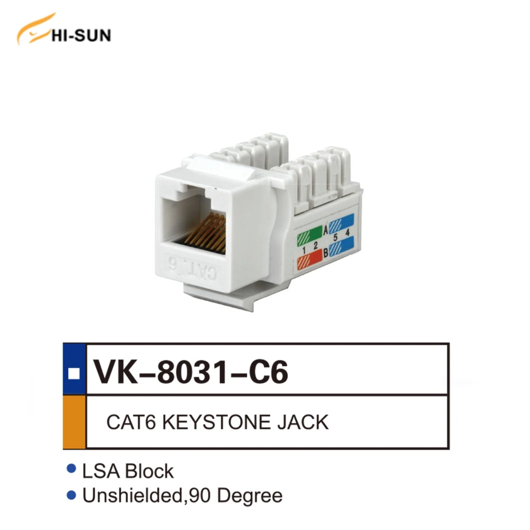 CAT6 White Female to Female RJ45 Ethernet Lsa Block Unshielded 90 Degree 3m Keystone Jack