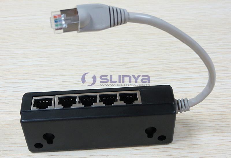 Golden Plated 8p8c Male to Female Splitter 5 Ports RJ45 Network Cable