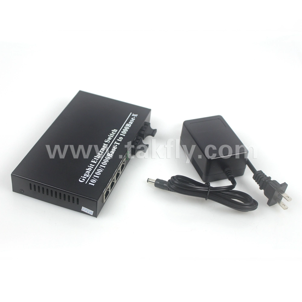 High Quality 10/100/1000m 2SFP+ 4 RJ45 Ports 20km Fiber Optic Media Converter