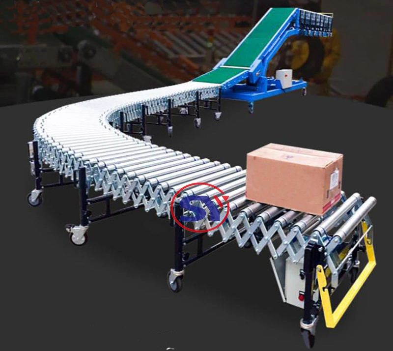 Gravity Manual Folding Roller Conveyor Extendible Telescopic Conveyor for Container Unloading