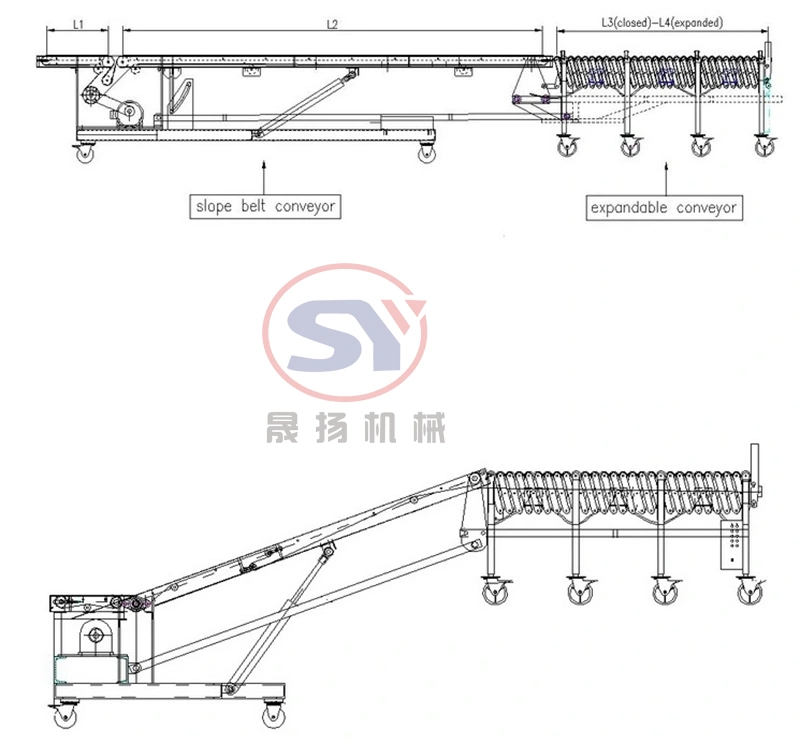 Mobile Flexible Belt Conveyor Telescopic Conveyer Combined for Container Truck Warehouse Loading Unloading