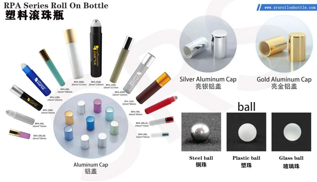 leak-proof stainless steel roller ball essential oil roller bottles colored Aluminum cap for perfume