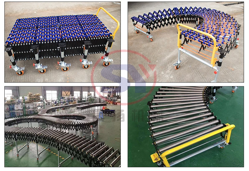 Mobile Gravity Extendable Stainless Steel Roller Conveyor Table for Food Tray Conveying