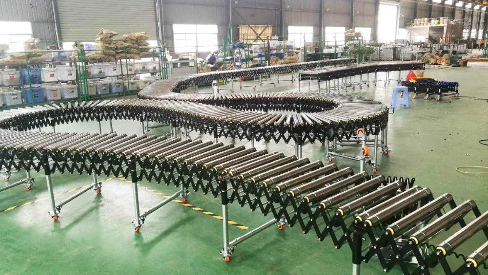 Telescopic Conveyor with Metal Rollers for Conveying Goods