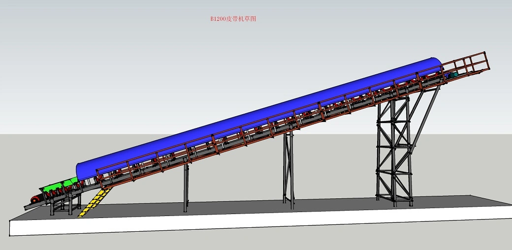 Ske Overland Long-Distance Belt Conveyor, Curved Material Handling Equipment Rubber Belt Conveyer