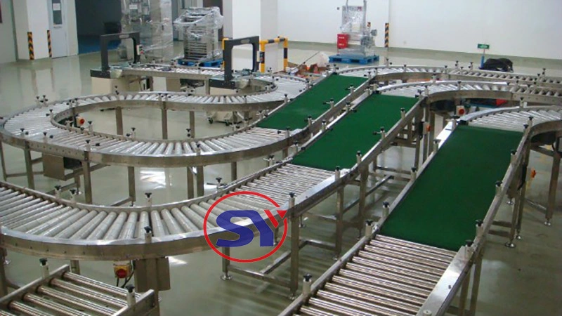 Powered Turning Tapered Roller Conveyor for Combining Conveyor Line