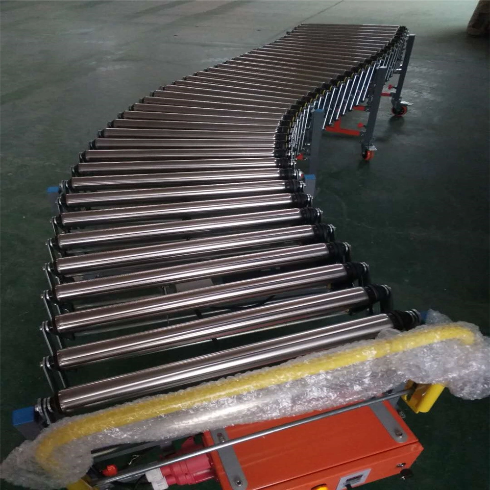 Telescopic Conveyor with Metal Rollers for Conveying Goods