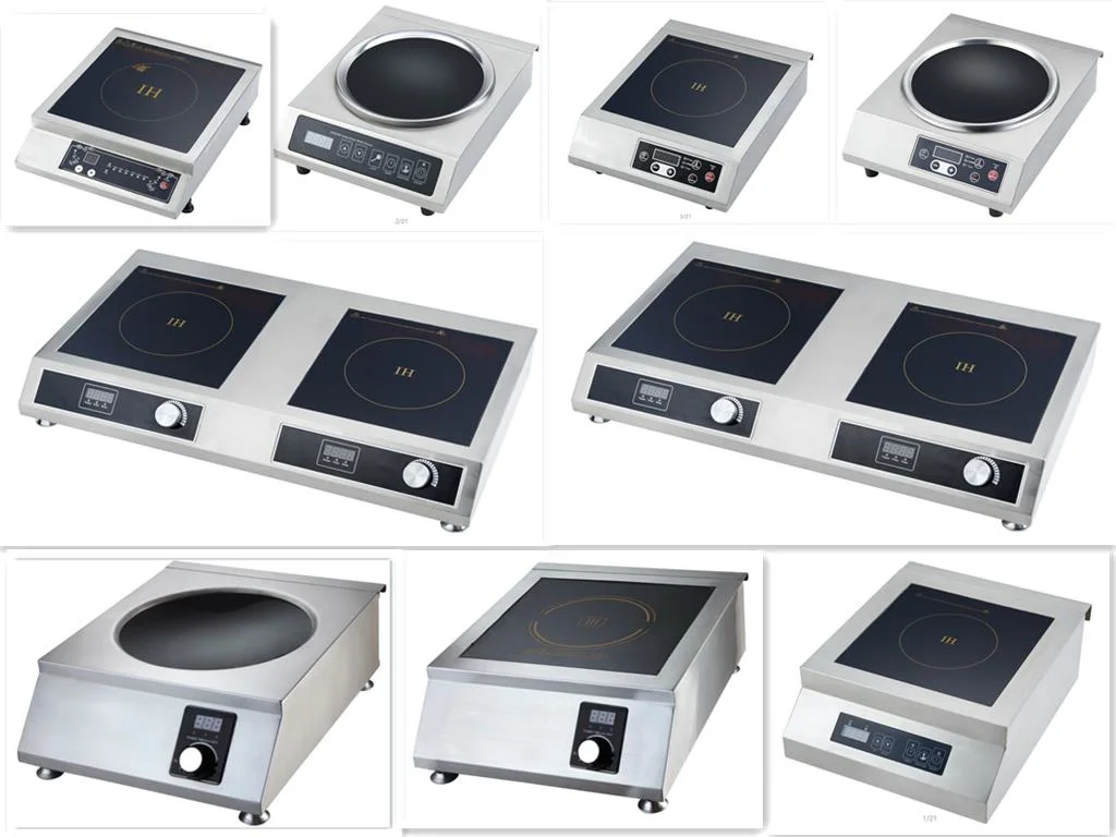 7000W Big Power Restaurant One Flat One Wok Plate Double Burner Electric Commercial Induction Cooker