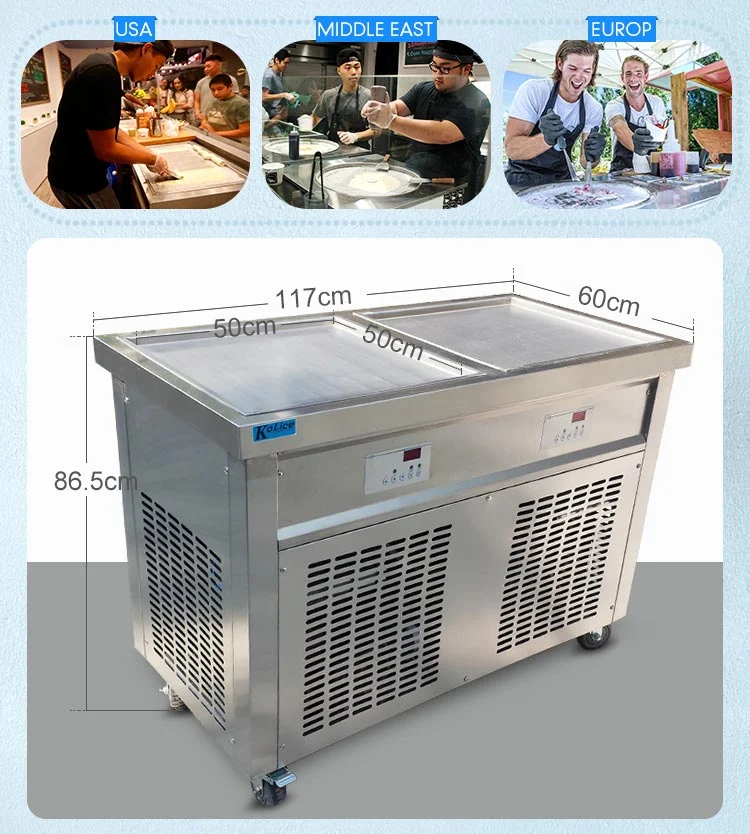 Double Square Pans Fry Ice Cream Machine for Sale
